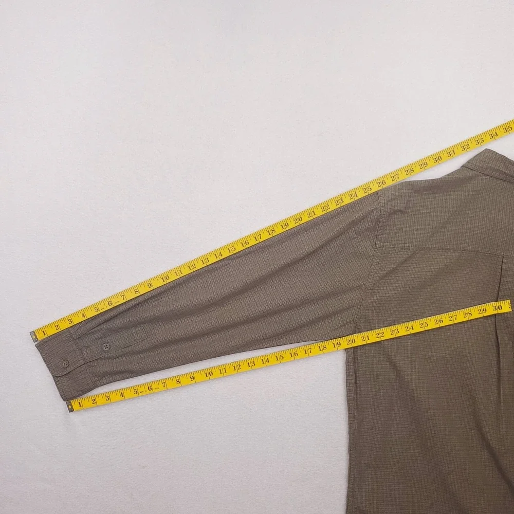 North Face Shirt Mens Large Green Check Plaid Button Up Outdoor Camp Cabin Hike